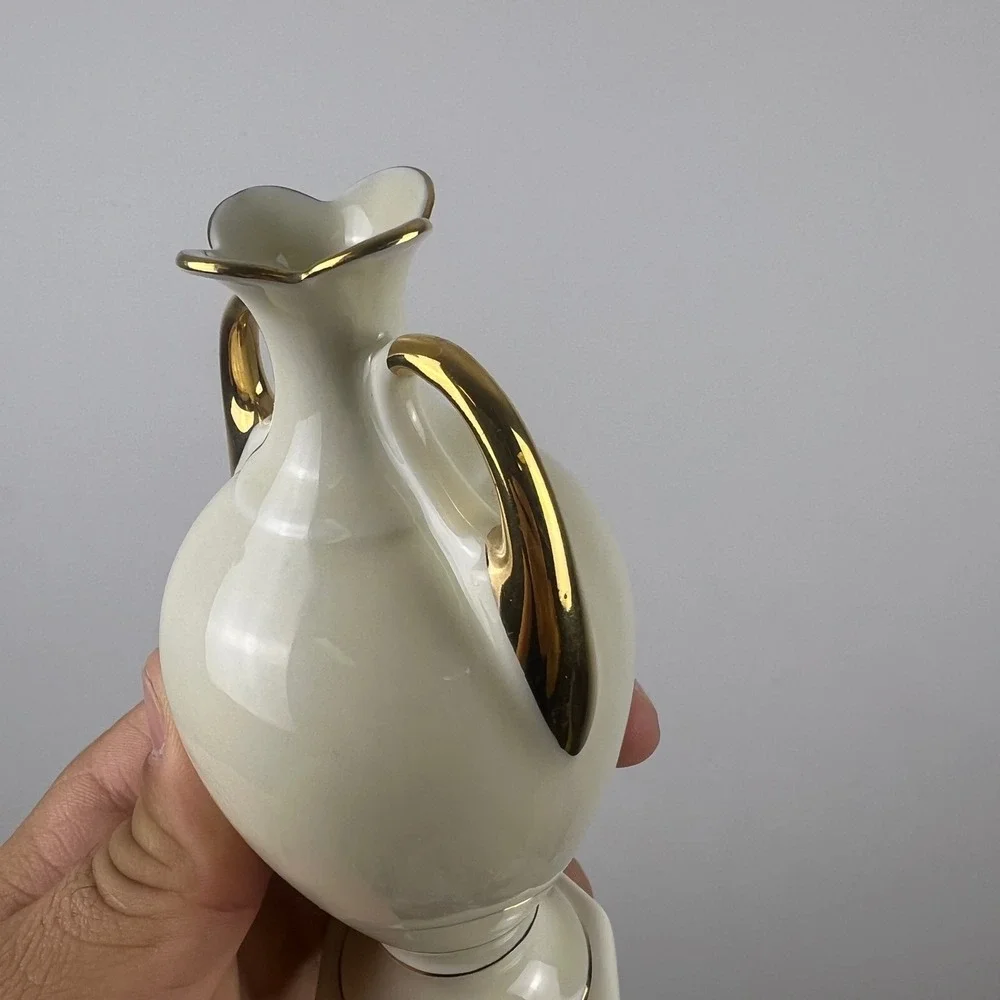 M. &‎ R. France Miniature Bud Vase Gold Trim Cream Porcelain Excellent Vintage